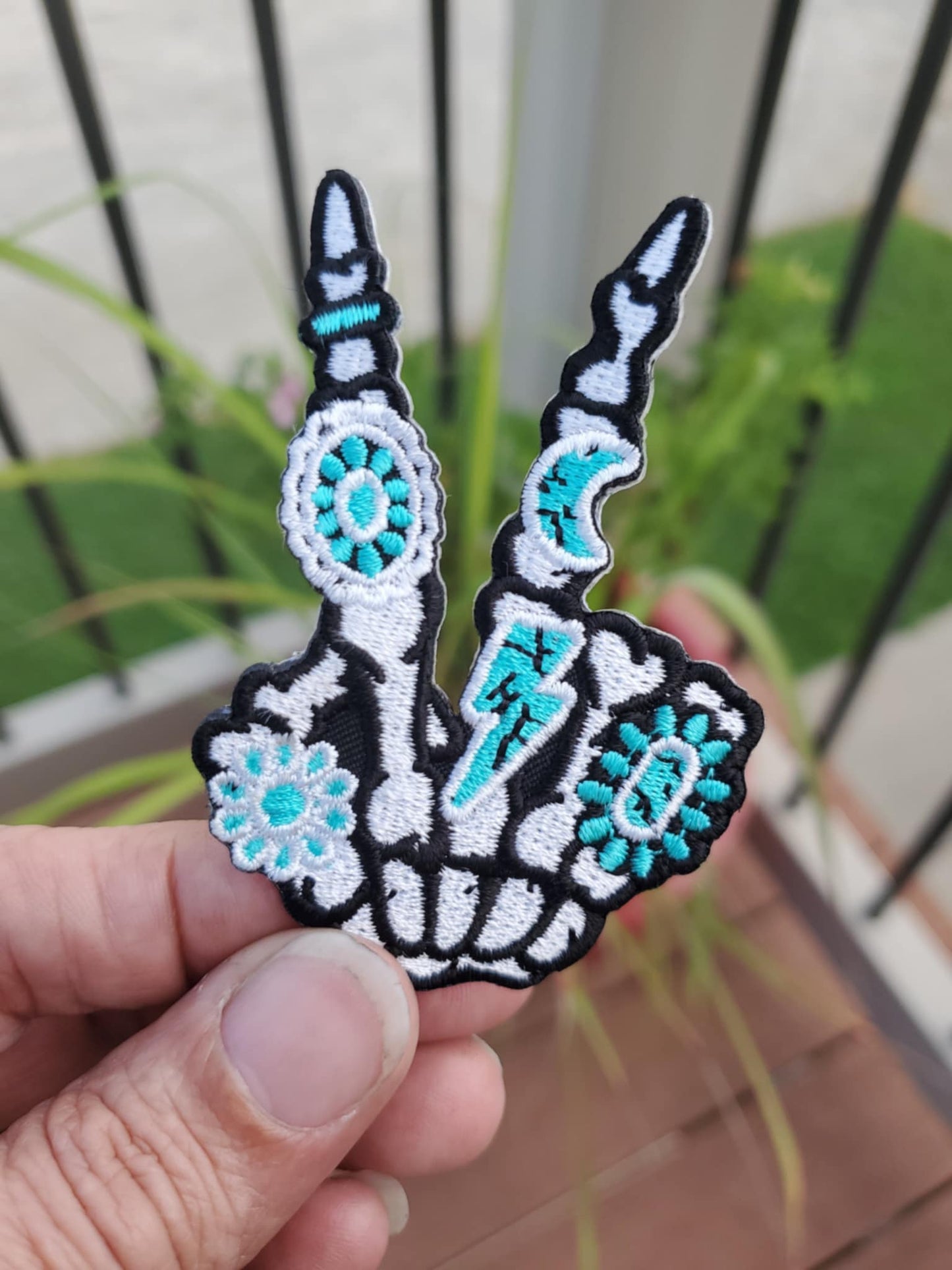 Retro Skeleton Hands with turquoise jewerly