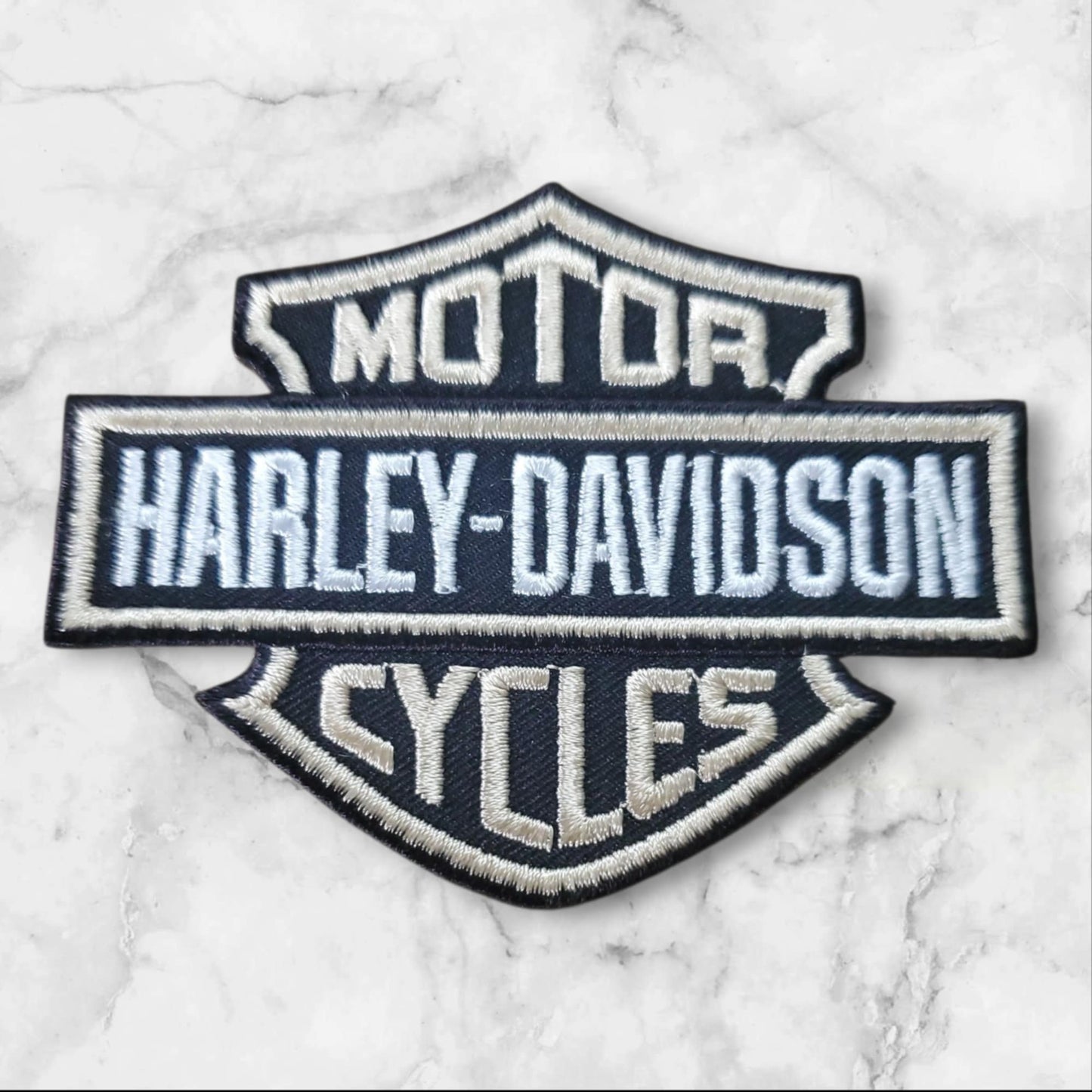 Light Gold & Black Embroidered Shield Patch – Bold Stripe Design