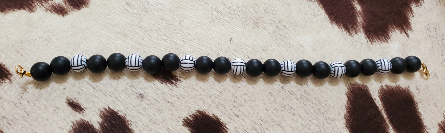 π 10-Inch BBHB Beaded Hat Chain β Volleyball Beads with Black Accent Beads & Lobster Clasp Closures | Handmade Sporty Hat Accessory
