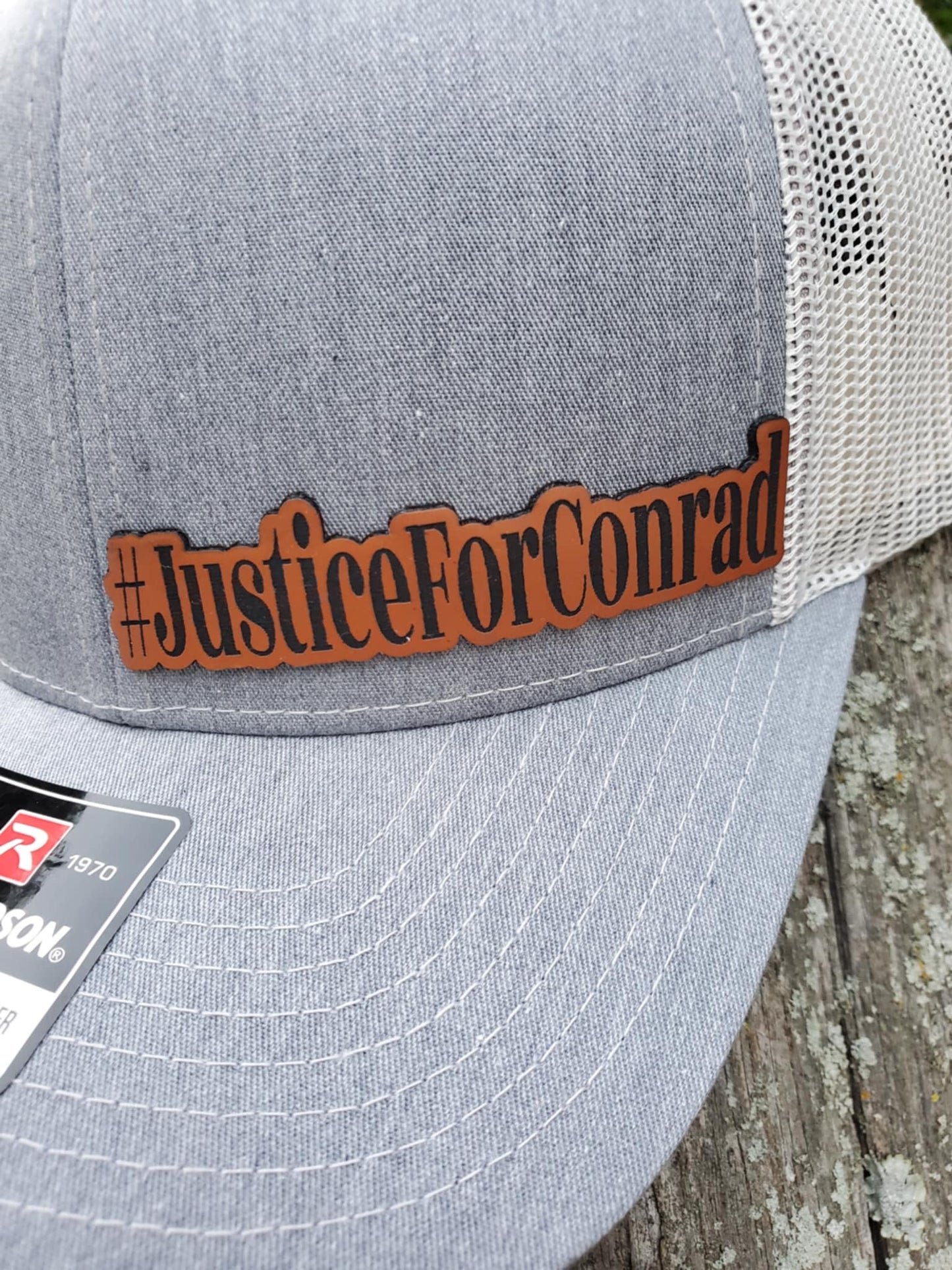 Justice For Conrad Richardson 112 Heather Gray and White Hat with #JusticeForConrad Patch