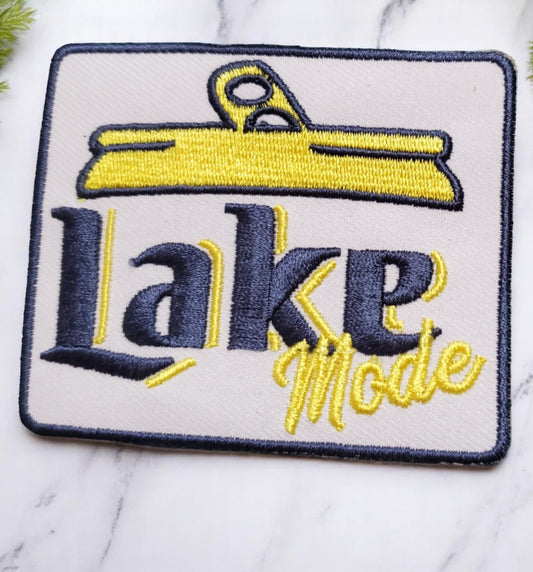 "Lake Mode" Embroidered Patch - Navy Blue and Yellow Boating Design