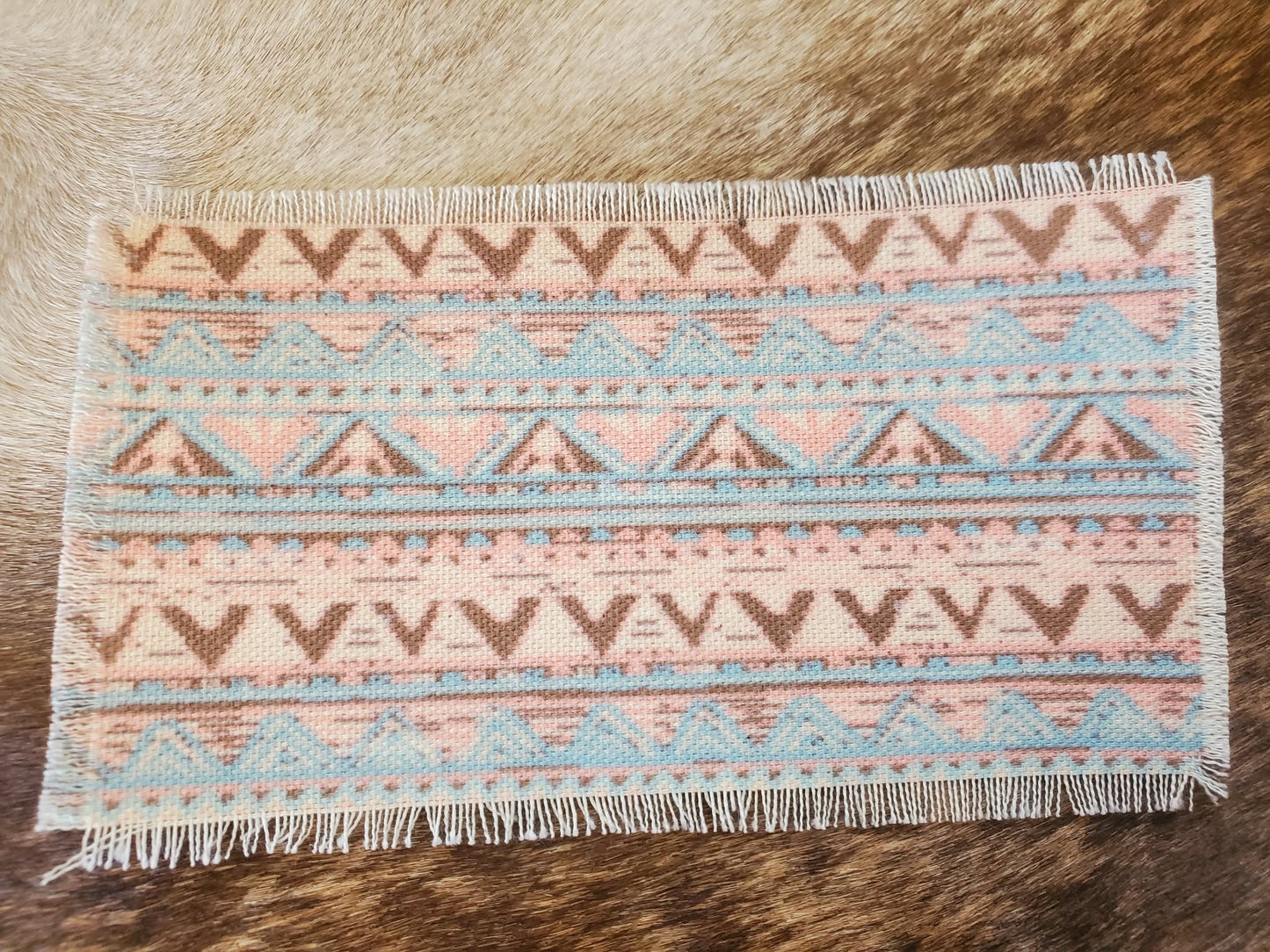Rustic Iron-On Patches | Handmade Canvas Style Patches with Fringe Edge | Santa Fe Background