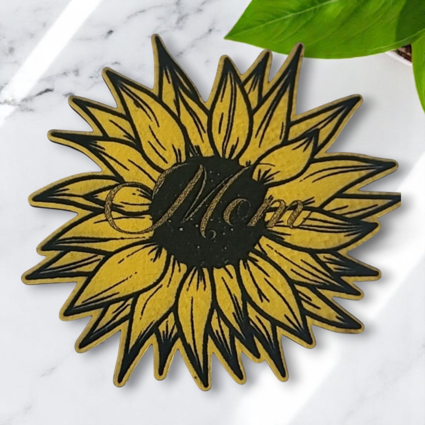 Mom Sunflower Premium Patch (3 Inches) Yellow and Black (Muted word)
