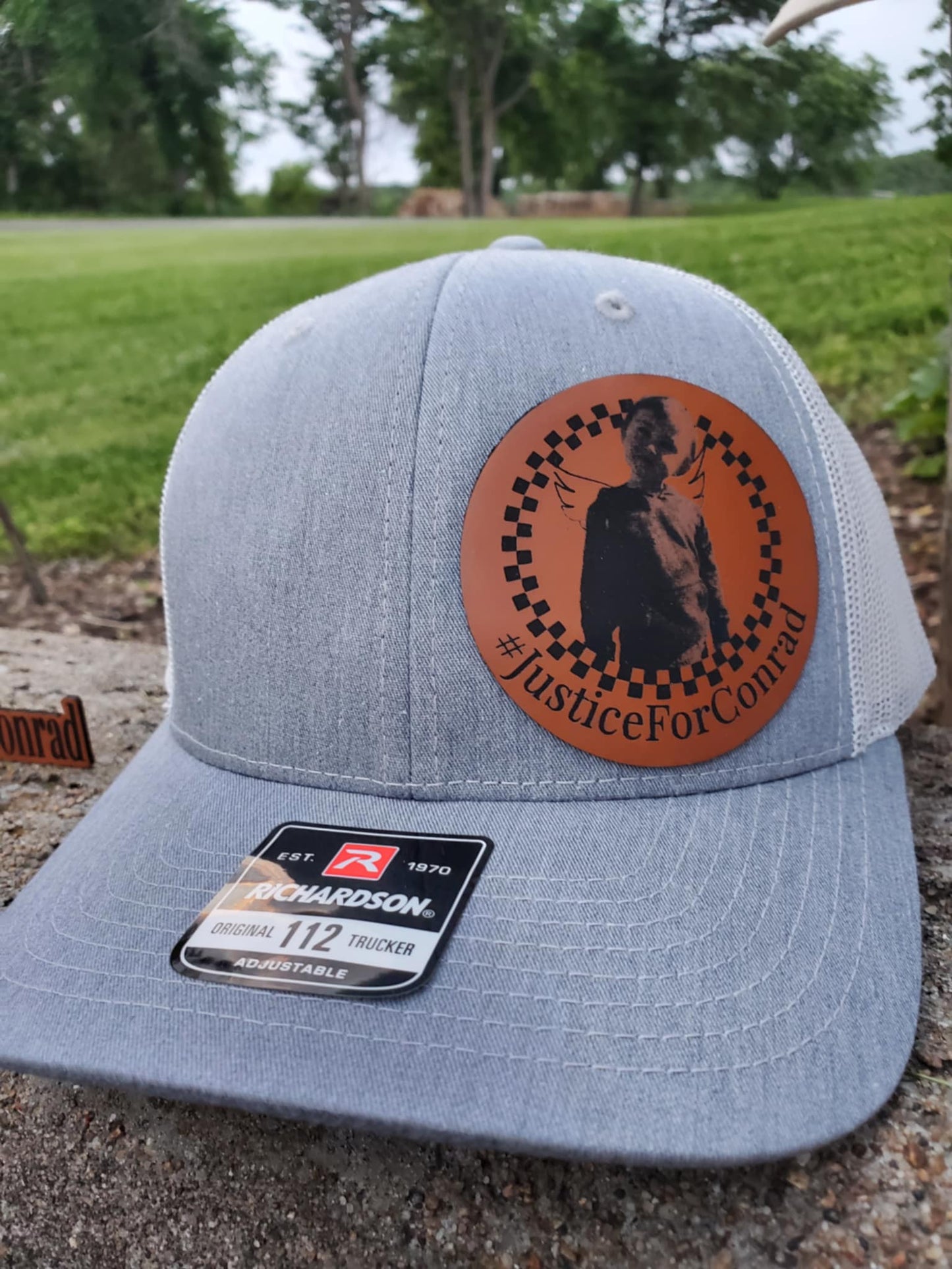 Justice For Conrad Heather Gray and White Richardson Ball Cap with Round Patch