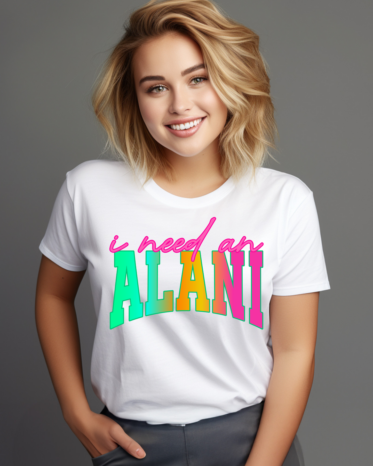 Premium Alani DTF Print - Vibrant Energy Design I need an Alani