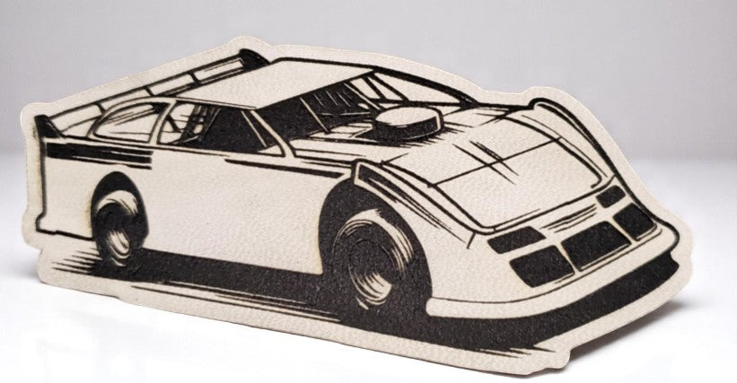 Premium White Laser-Engraved Late Mod/Modified Racing Patch - Leatherette Iron-On