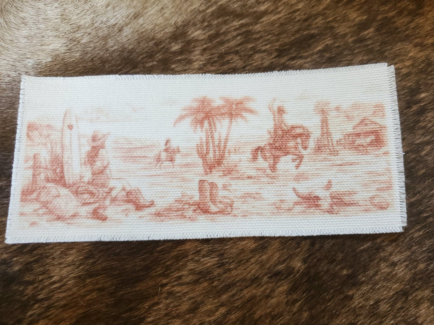 Rustic Iron-On Patches | Handmade Canvas Style Patches with Fringe Edge | Costal Cowgirl Beach Scene