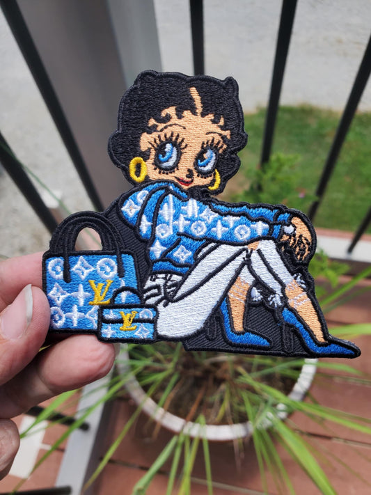 Inspired Betty Boop Embroidery Patch â Luxe Blue Edition