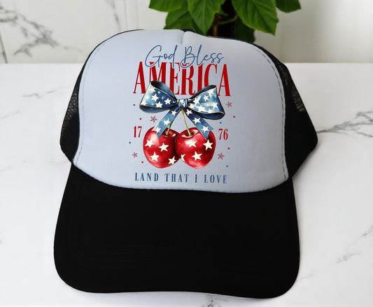 🔥"GOD Bless America, Cherries" Premium DTF Hat Patch – Vibrant, Durable & Full of Personality! 🔥 (Patch ONLY, NO HAT)