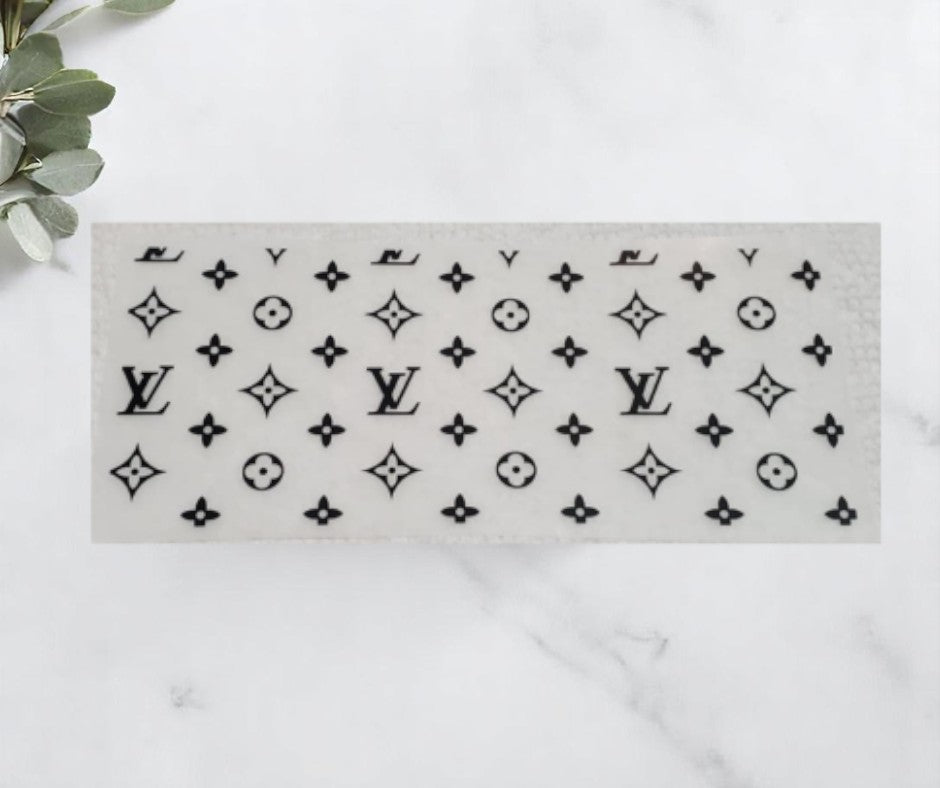 Designer Inspired Medium Black Letters DTF Sheet for ball Cap Lid