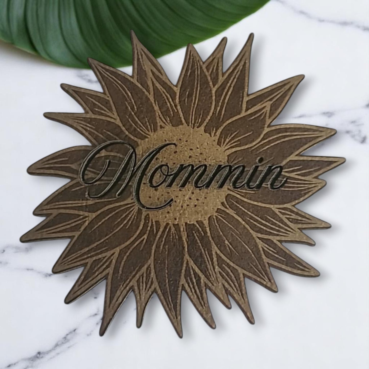 Mommin Sunflower Premium Patch (3 Inches) Brown with Gold Accents