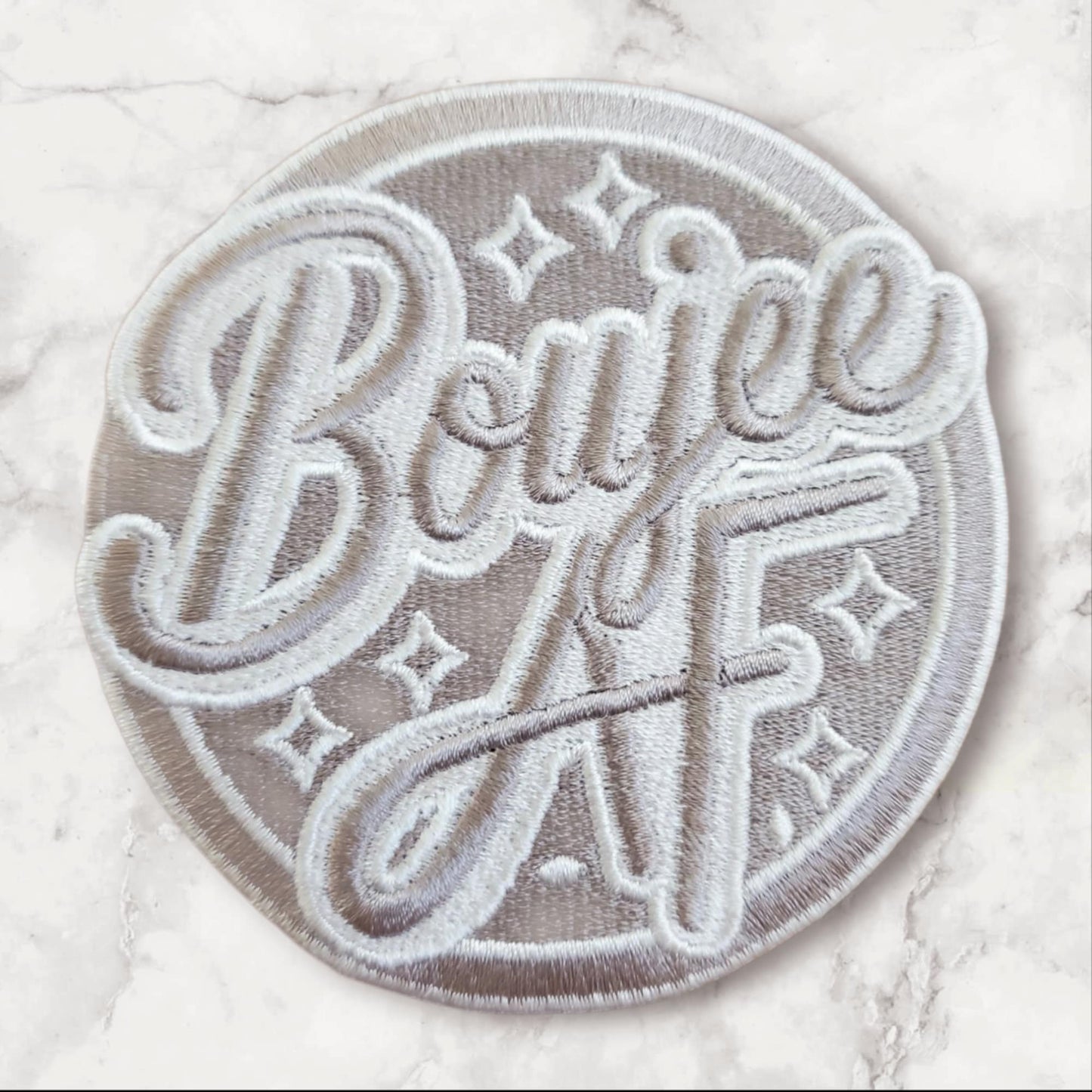 Large Focal Patch, Bougie AF Embroidered Iron-On Patch – Large Statement Patch for Customization