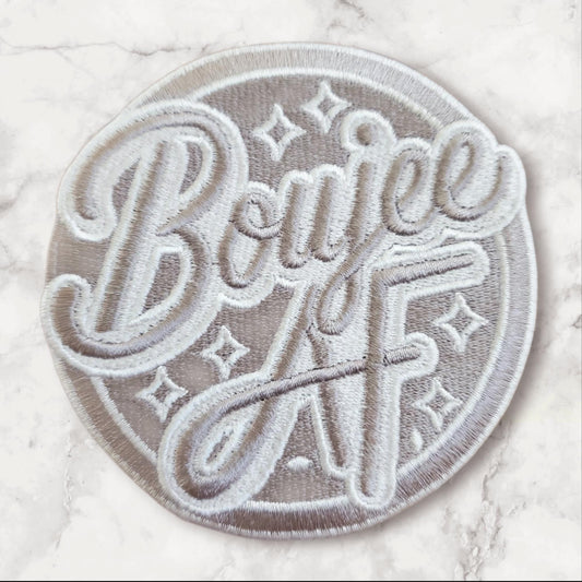 Large Focal Patch, Bougie AF Embroidered Iron-On Patch â Large Statement Patch for Customization