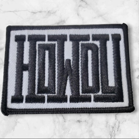 3-inch Black and White Howdy Rectangle Embroidery Patch - Bold Western Statement Piece