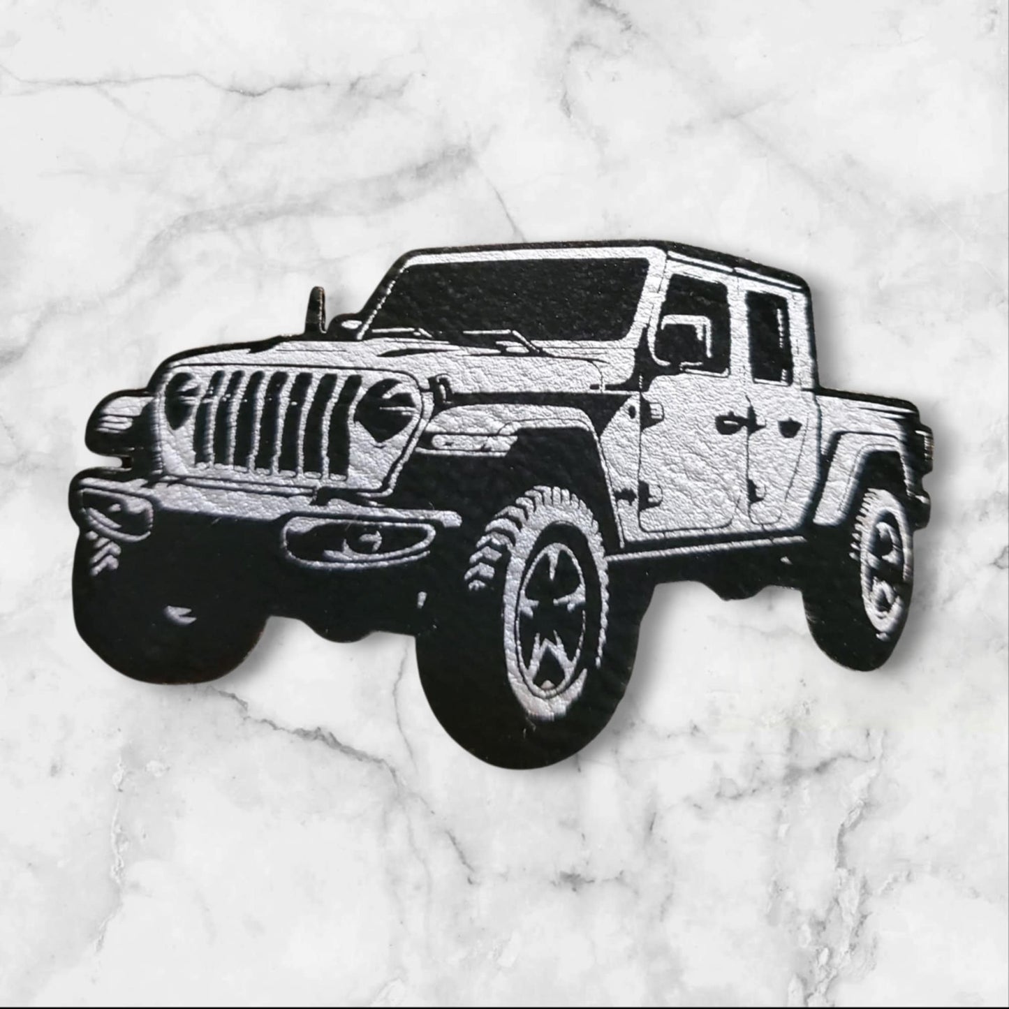 BBHB Exclusive Leatherette Jeep Gladiator Patch | Premium Truck Patch | Off Road Adventure Badge | Jeep Accessories | Custom Vehicle Patch (Silver & Black)