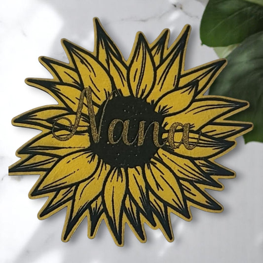 Nana Sunflower Premium Patch (3 Inches) Yellow and Black (Muted word)
