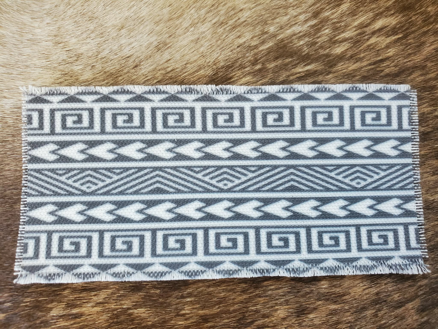 Rustic Iron-On Patches | Handmade Canvas Style Patches with Fringe Edge | AZTEC BACKGROUND