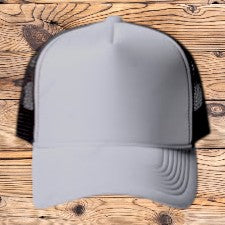 Non Branded White-White-Black Foam Trucker Hat