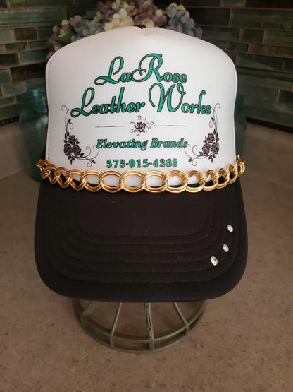 Gold Double Hoop Custom Trucker Hat Chains – 9.5" to 10" Interchangeable Statement Hat Accessories