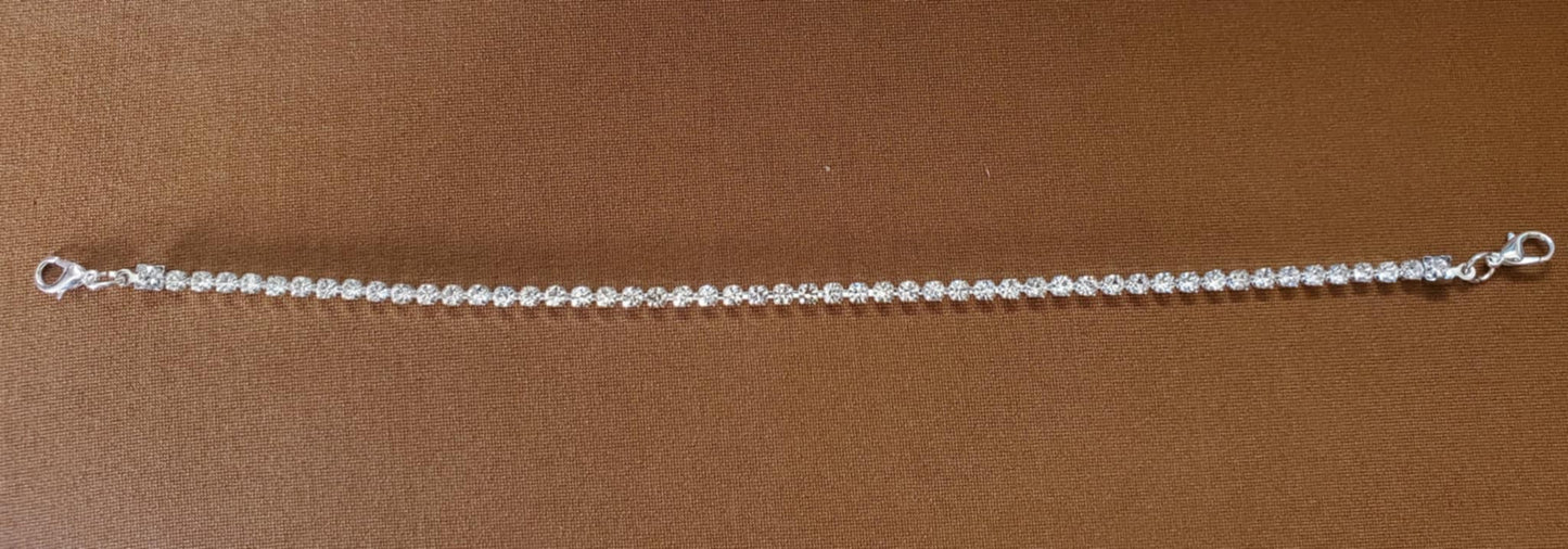 Clear Rhinestone Hat Chain - 10 Inches with Silver Lobster Clasp