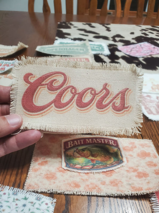 Rustic Iron-On Patches | Handmade Canvas Style Patches with Fringe Edge | COORS INSPIRED