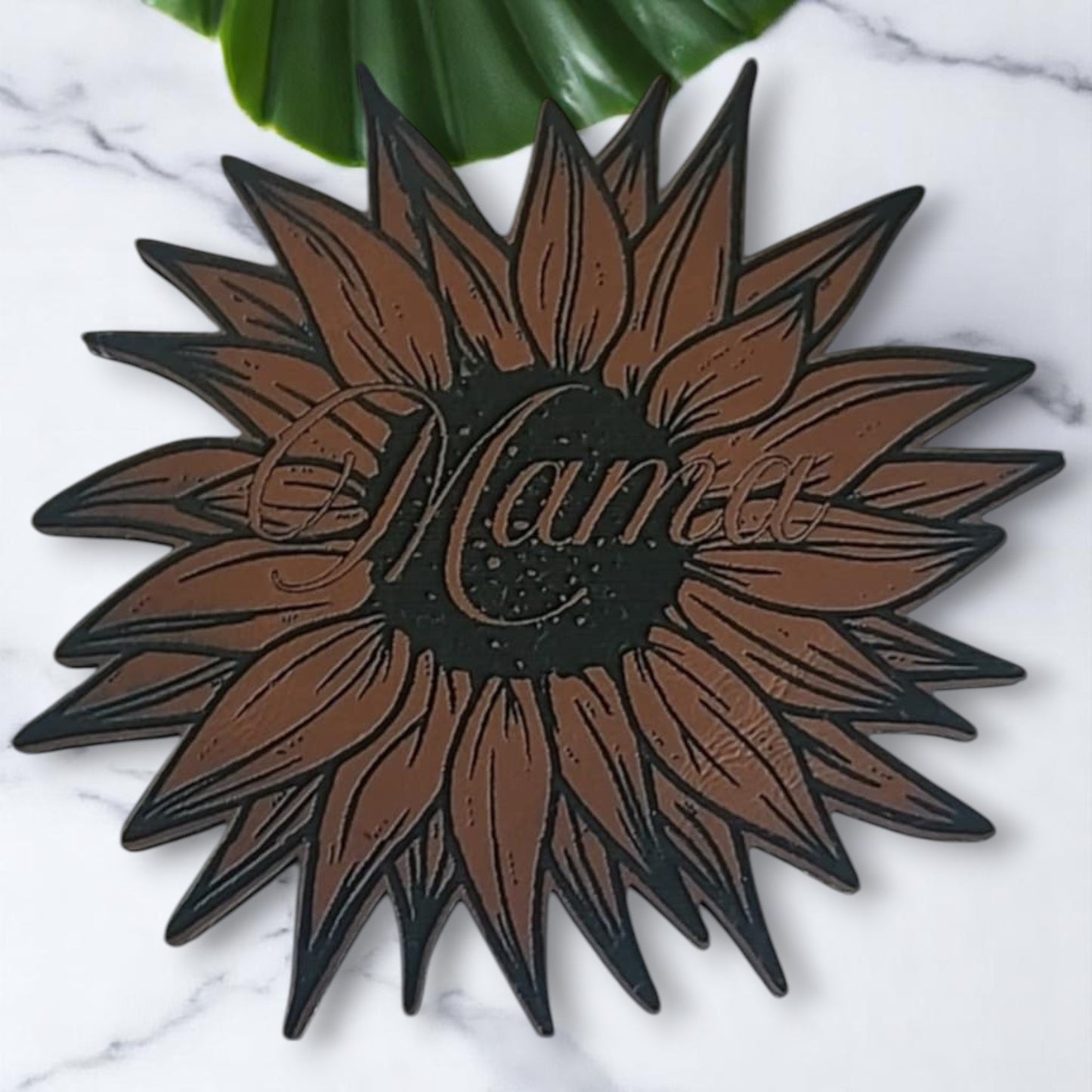 Mama Sunflower Premium Patch (3 Inches) Saddle Brown Textured Design