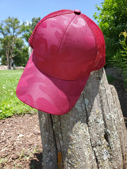 Garnet Red Low Profile Ponytail Dad Hat