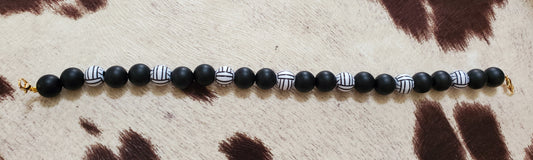 🏐 10-Inch BBHB Beaded Hat Chain – Volleyball Beads with Black Accent Beads & Lobster Clasp Closures | Handmade Sporty Hat Accessory