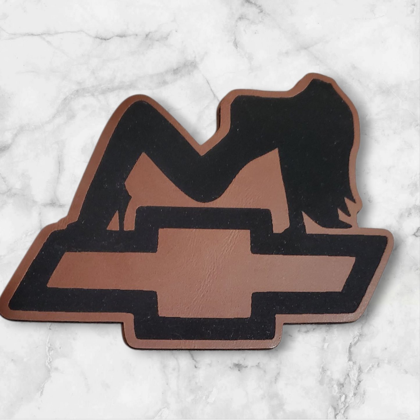 Custom Leatherette Patch – Sultry Silhouette with Chevrolet Logo
