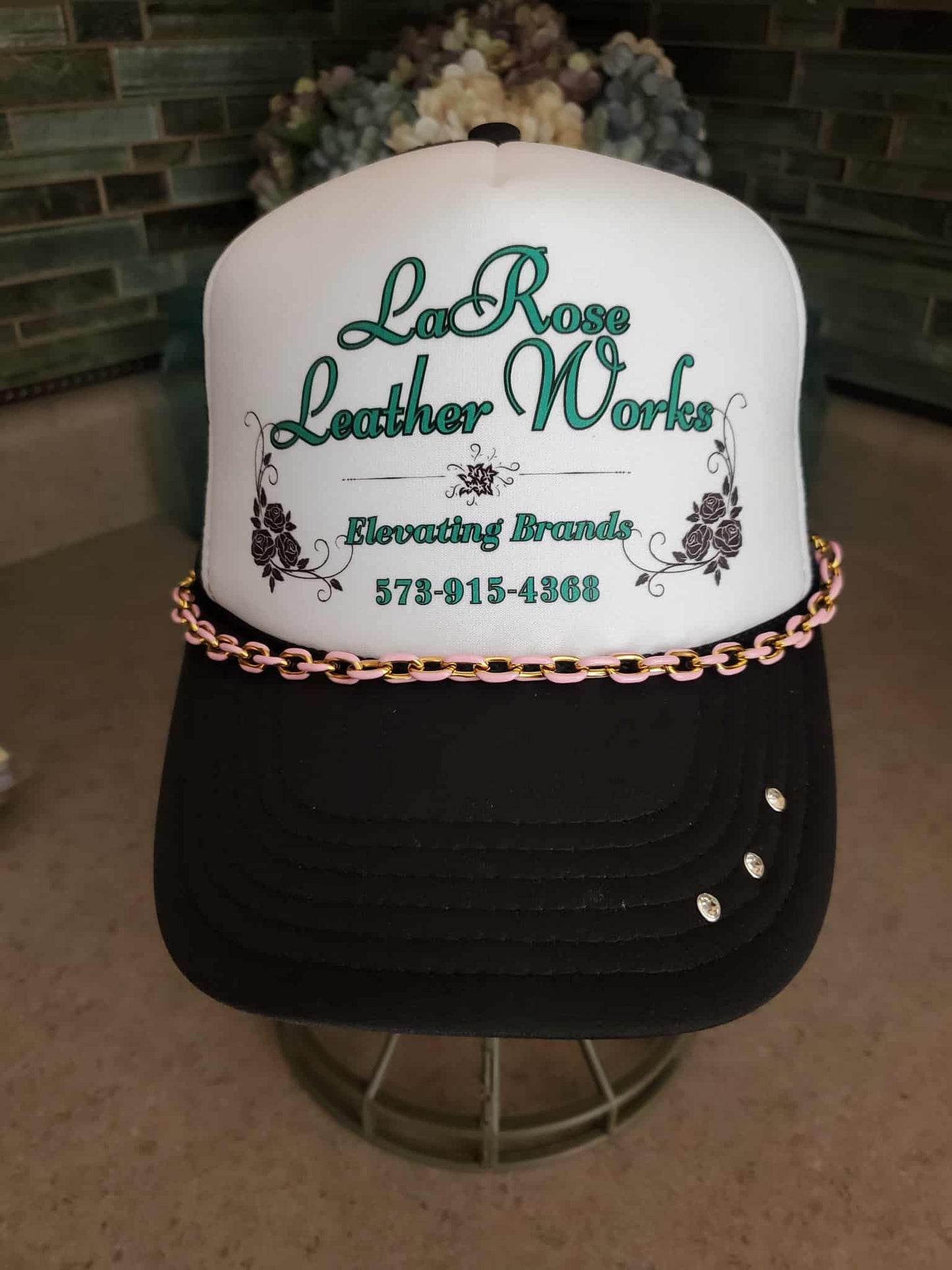 Pink Custom Heavy Paperclip Hat Chain – Color-Dipped Metal Statement Chain (Multiple Colors Available)