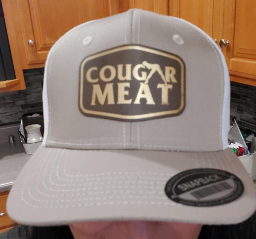 Sand and White "Cougar Meat" Snapback: Refined, Stylish, and Ready to Impress