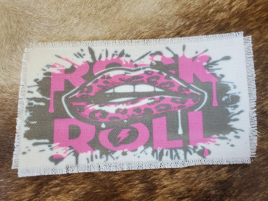 Rustic Iron-On Patches | Handmade Canvas Style Patches with Fringe Edge |Rock N Roll Background