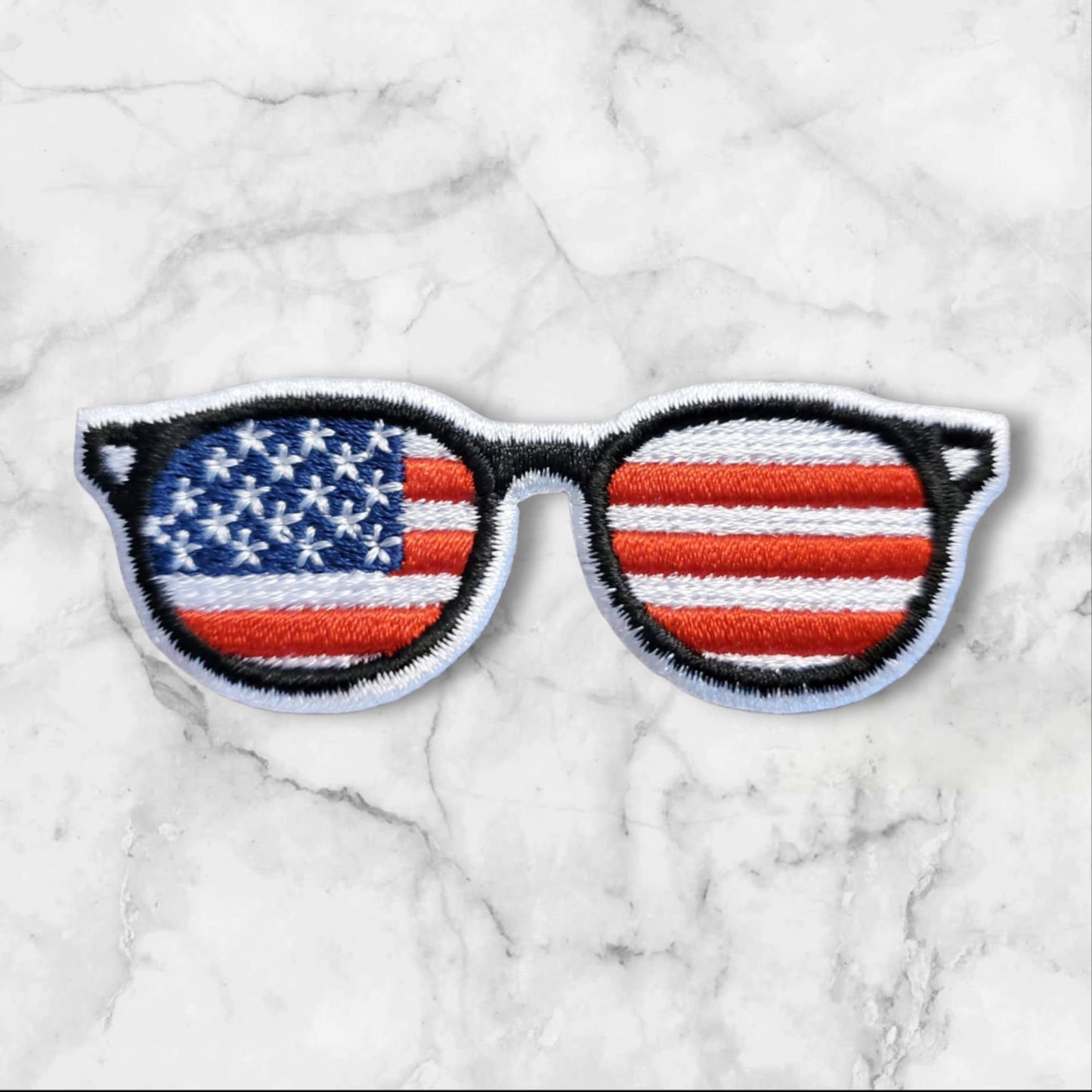 American Flag Sunglasses Small Embroidery Patch - Fun Summer Filler Piece