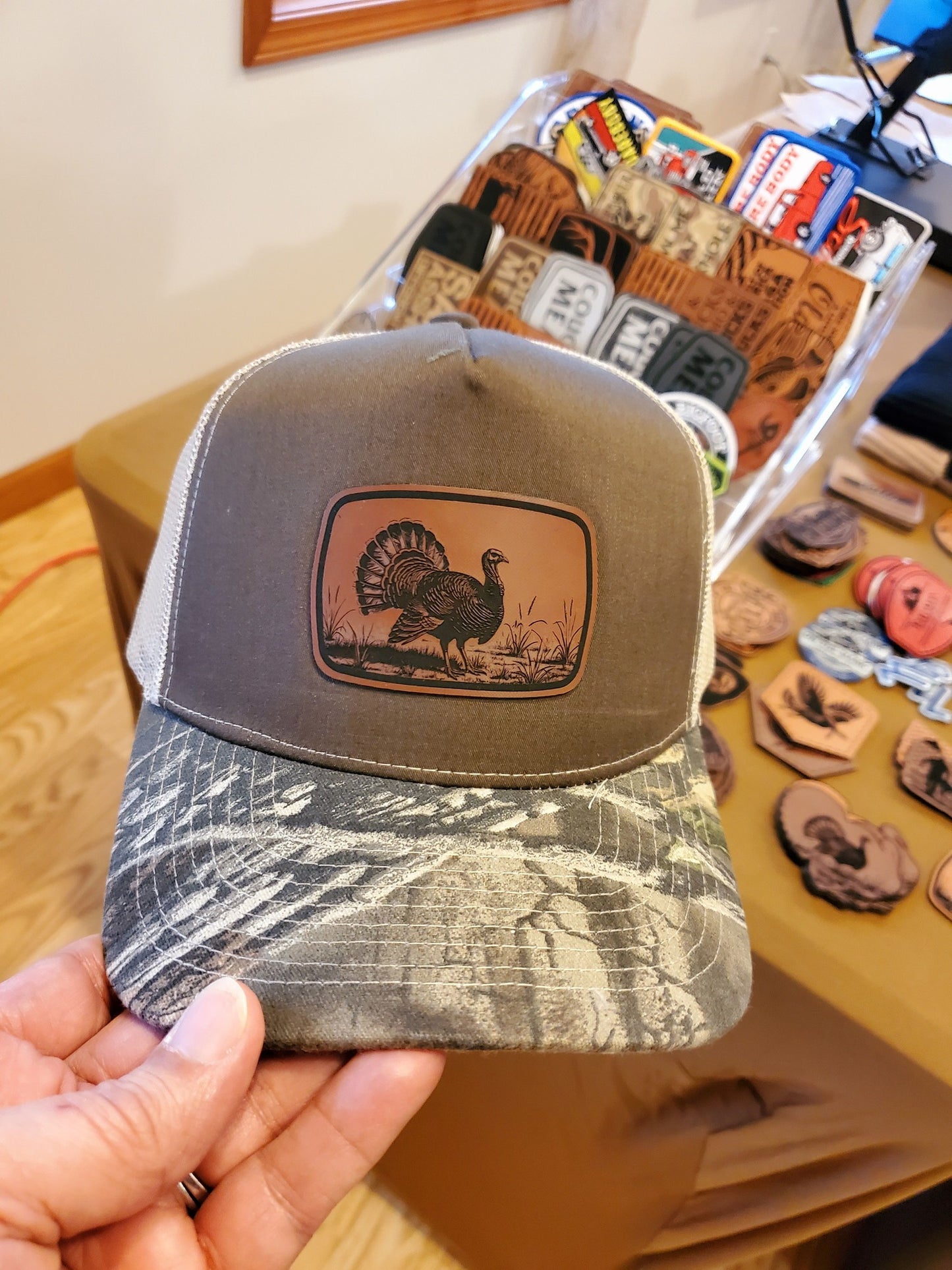 Custom Camo & Olive Hat with Wild Turkey Leather Patch – The Perfect Blend of Rugged & Refined