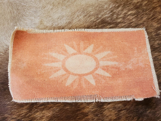 Rustic Iron-On Patches | Handmade Canvas Style Patches with Fringe Edge | Rustic Dessert Sun