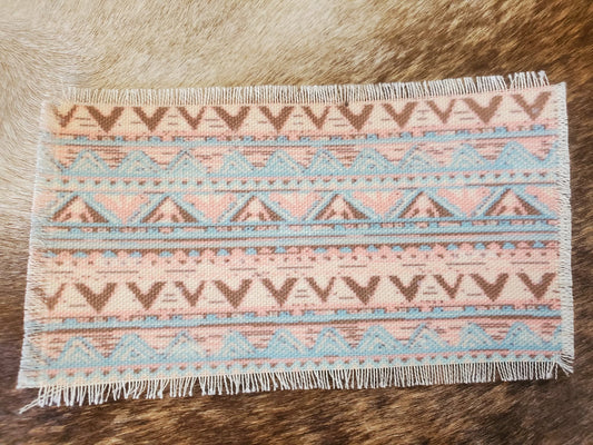 Rustic Iron-On Patches | Handmade Canvas Style Patches with Fringe Edge | Santa Fe Background
