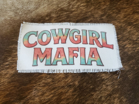Rustic Iron-On Patches | Handmade Canvas Style Patches with Fringe Edge | Cowgirl Mafia - White