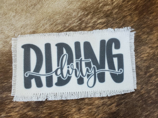 Rustic Iron-On Patches | Handmade Canvas Style Patches with Fringe Edge | Riding Dirty