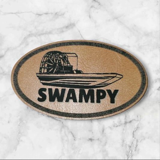 Swampy — Airboat Oval Leather Hat Patch
