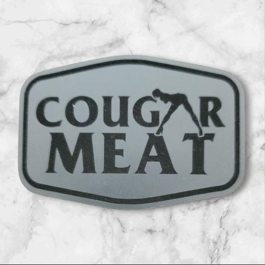 Premium Leather Patch – "COUGAR MEAT" Engraved  Silver and Black Camo