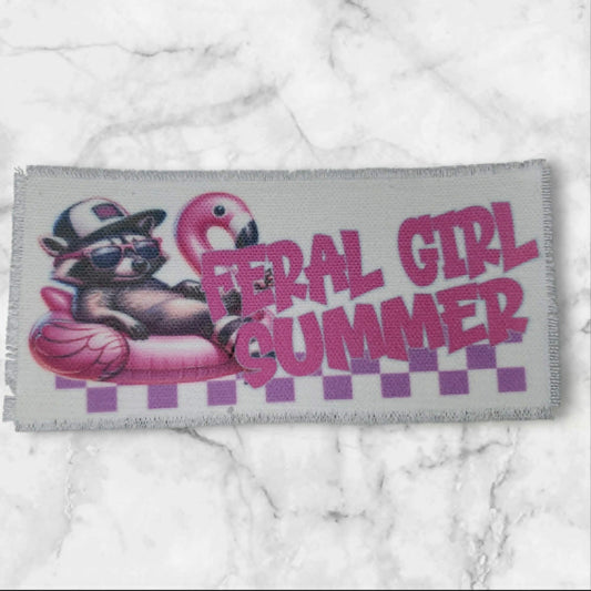 Feral Girl Summer — Iron-On Hat Patch | Full Color Poly-Canvas Patch