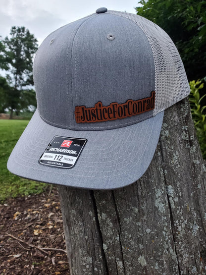 Justice For Conrad Richardson 112 Heather Gray and White Hat with #JusticeForConrad Patch