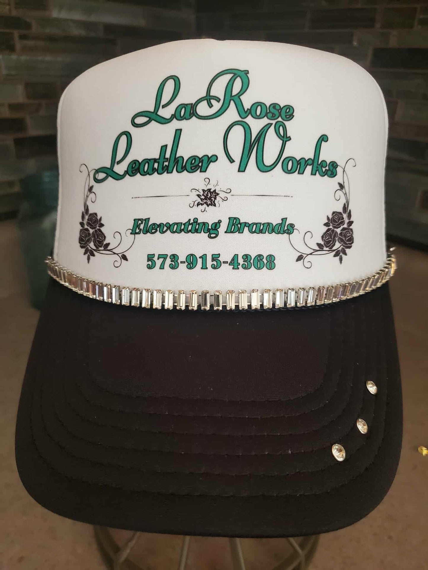 Baguette Cut Rhinestone Hat Chain – Luxury Tennis Bracelet Style (Rare & Hard to Find)