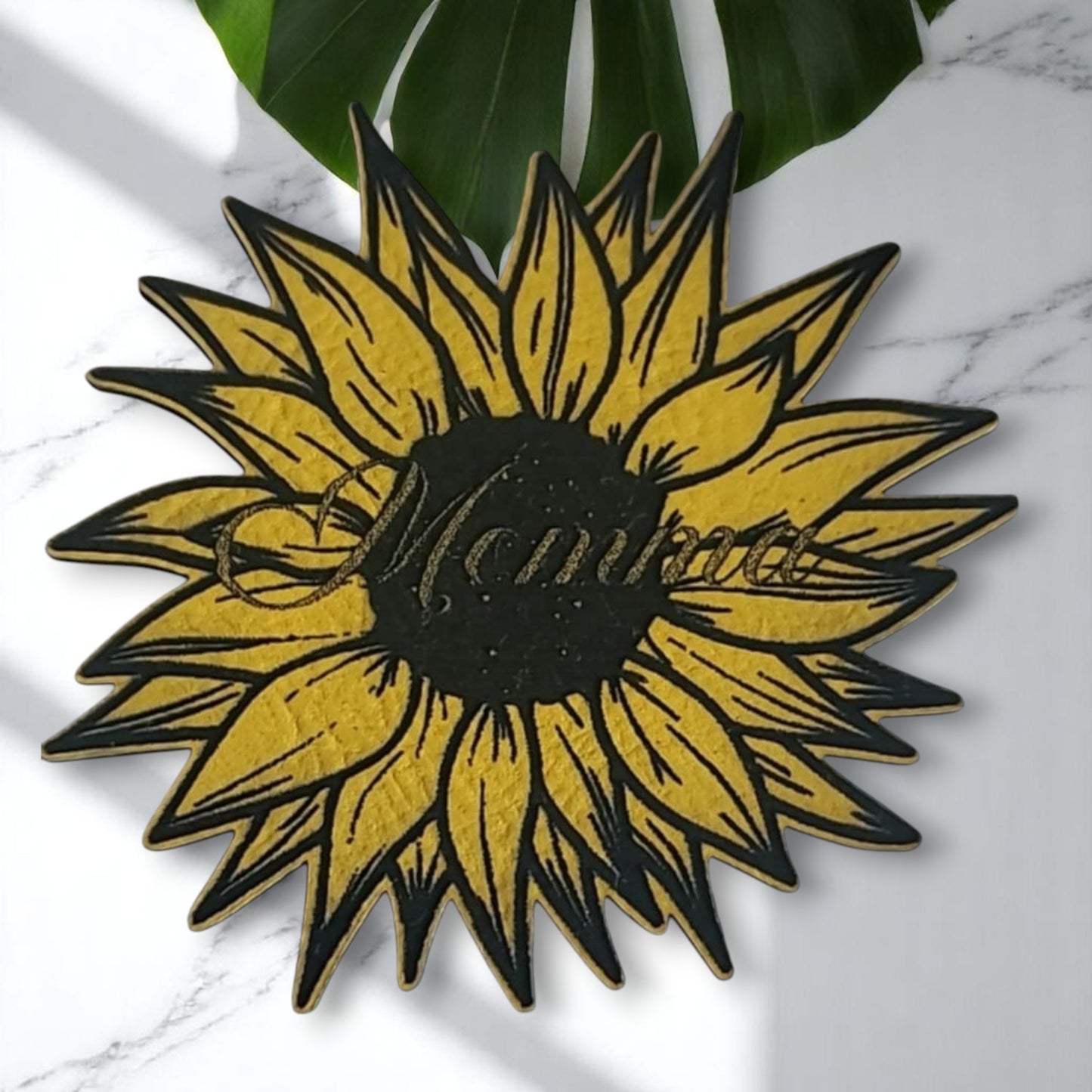 Momma Sunflower Premium Patch (3 Inches) Yellow and Black (Muted word)
