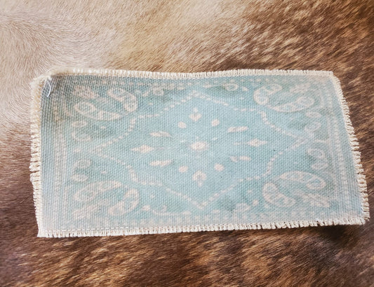 Rustic Iron-On Patches | Handmade Canvas Style Patches with Fringe Edge |turquoise floral