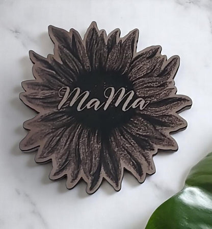 Mama Sunflower Premium Patch (3 Inches) Saddle Brown Textured Design