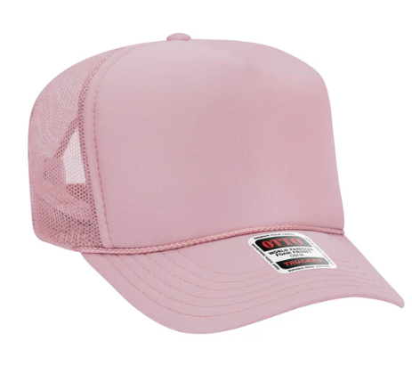 OTTO Soft Pink High Crown Trucker Hat – Vibrant Blank for Statement Designs