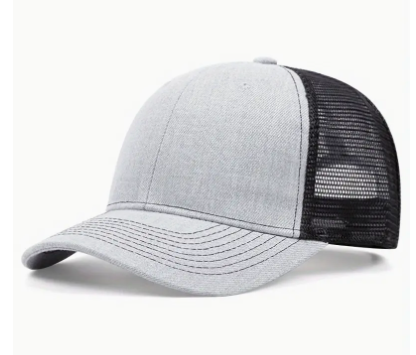 Light Gray and Black Ball Cap with Black Stitching