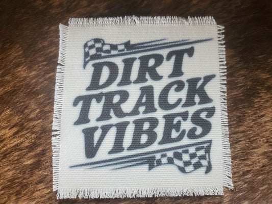 Rustic Iron-On Patches | Handmade Canvas Style Patches with Fringe Edge |Dirt Track Vibes