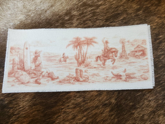 Rustic Iron-On Patches | Handmade Canvas Style Patches with Fringe Edge | Costal Cowgirl Beach Scene